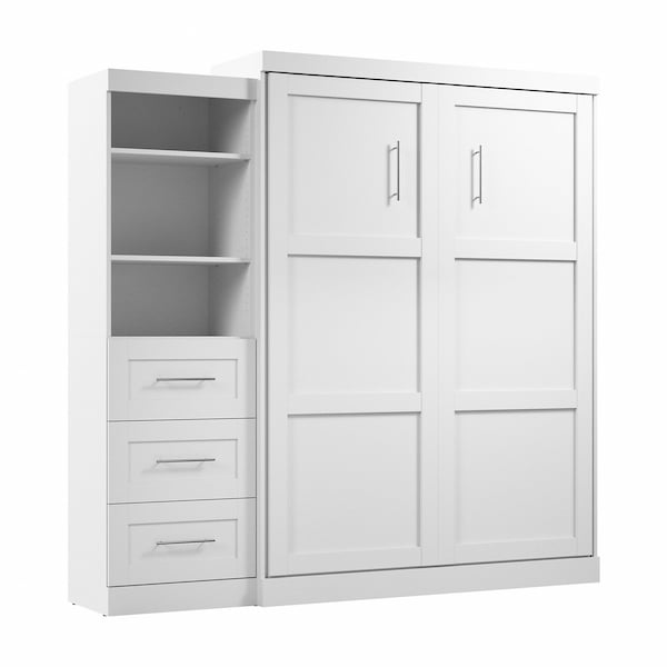 Queen Wall Bed Kit, Pur, 3Drwr, White, 90"